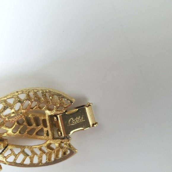 Cathe Filigree Gold Tone Bracelet Box Close Vintage 1960s Signed 7" Length - Picture 5 of 7